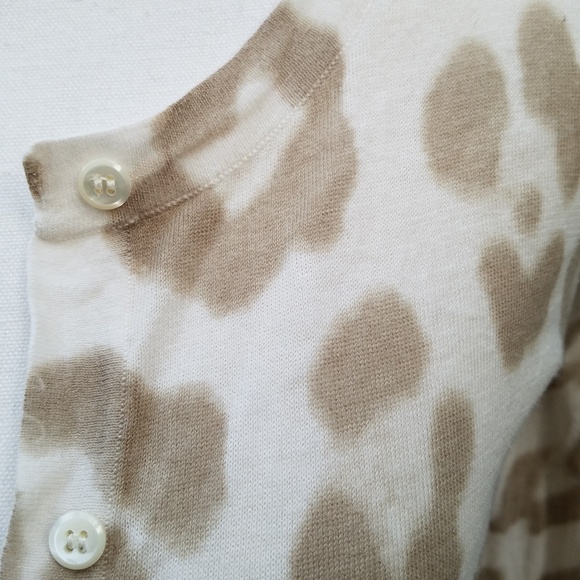 J Crew Cream Leopard Tissue Sweater, Fine Knit Cot - Picture 3 of 14